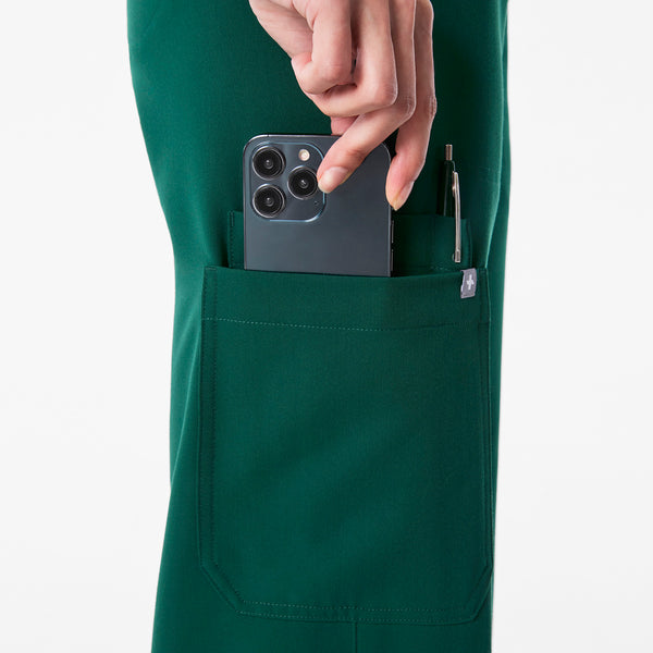 Women's Forest Green Isabel High-Rise Wide-Leg - Petite Scrub Pant