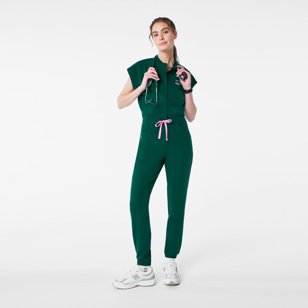 women's Forest Green Rafaela Cargo - Petite ScrubJumpsuit™