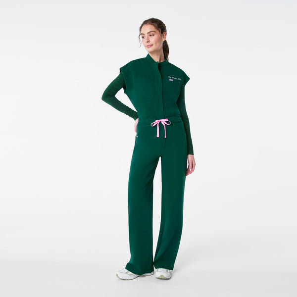 Women's Forest Green Rafaela Wide-Leg - ScrubJumpsuit™