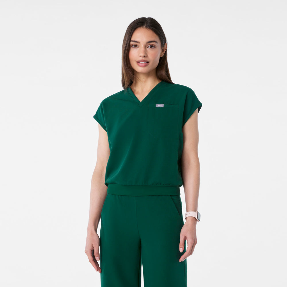 women's Forest Green Raleigh V-Neck - Scrub Top