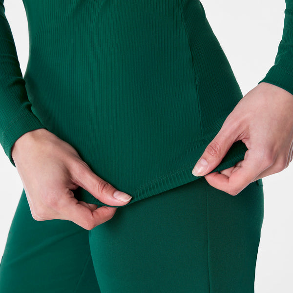 women's Forest Green Ribbed - Longsleeve Underscrub