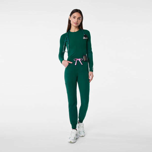 women's Forest Green Ribbed - Longsleeve Underscrub