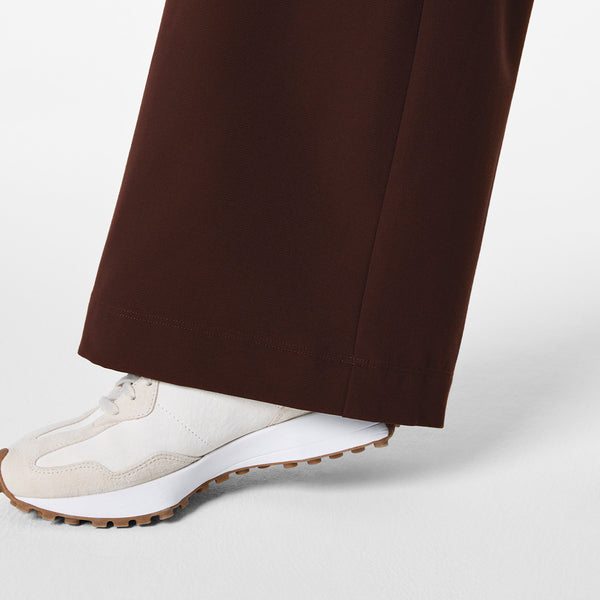 Women's Espresso Allison High-Rise Ultra-Wide-Leg - Petite Scrub Pant