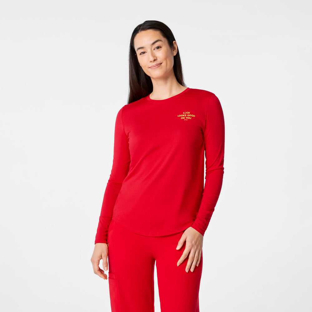 Women's Pop Red Luck Looks Good On You - Long-Sleeve Underscrub