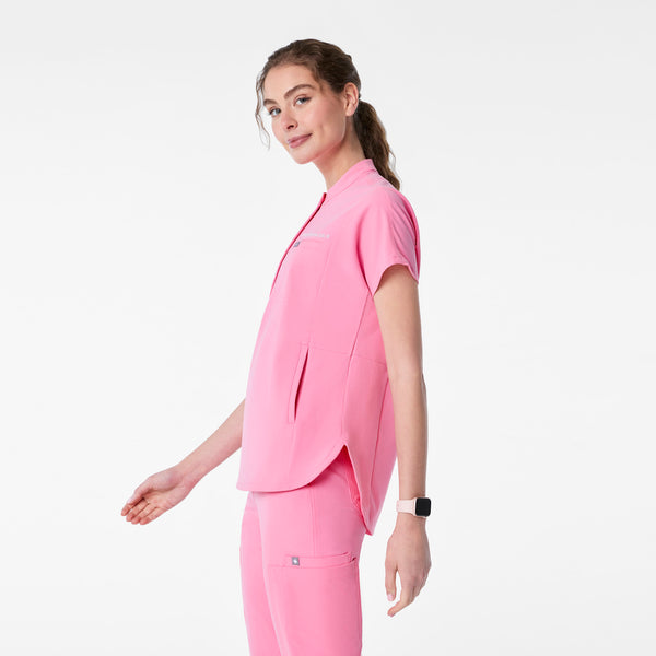 women's Sunrise Pink Montex - Mock Neck Scrub Top