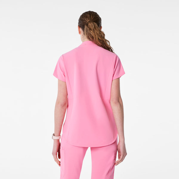 women's Sunrise Pink Montex - Mock Neck Scrub Top