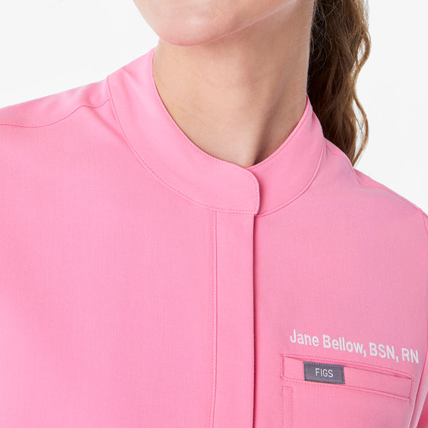 women's Sunrise Pink Montex - Mock Neck Scrub Top