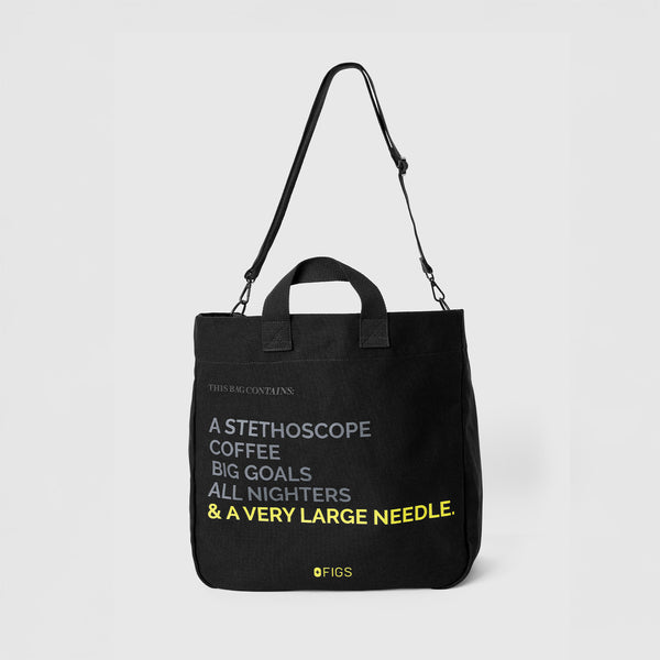 Black A Very Large Needle - Detachable Strap Tote