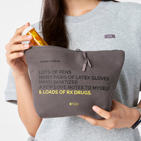 Unisex Dark Gull Grey FIGS Canvas Pouch