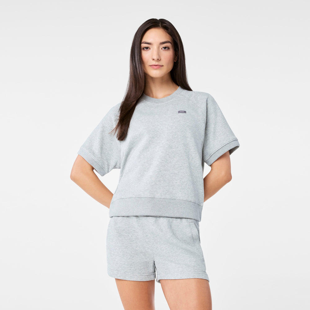 Women's Heather Grey Evelyn Short-Sleeve Sweatshirt