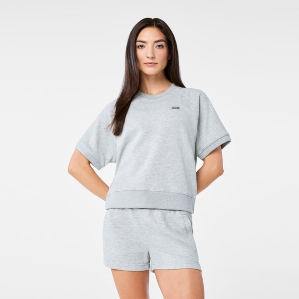 Women's Heather Grey Evelyn Short-Sleeve Sweatshirt
