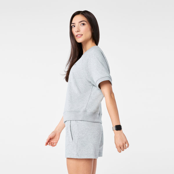Women's Heather Grey Evelyn Short-Sleeve Sweatshirt
