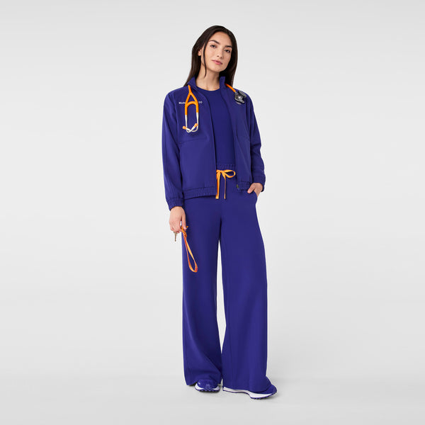 Women's Deep Royal Blue Allison High-Rise Ultra-Wide-Leg - Petite Scrub Pant