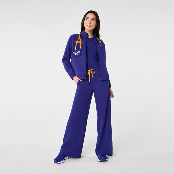 Women's Deep Royal Blue Allison High-Rise Ultra-Wide-Leg - Petite Scrub Pant