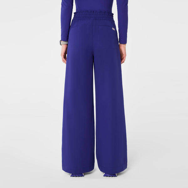 Women's Deep Royal Blue Allison High-Rise Ultra-Wide-Leg - Petite Scrub Pant