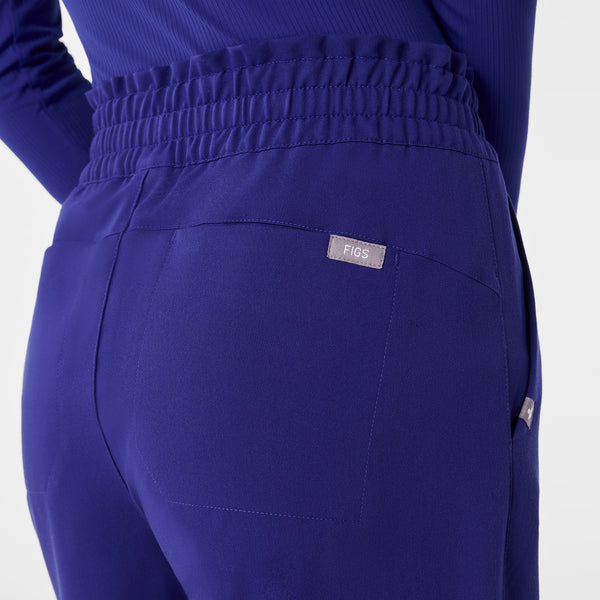Women's Deep Royal Blue Allison High-Rise Ultra-Wide-Leg - Petite Scrub Pant