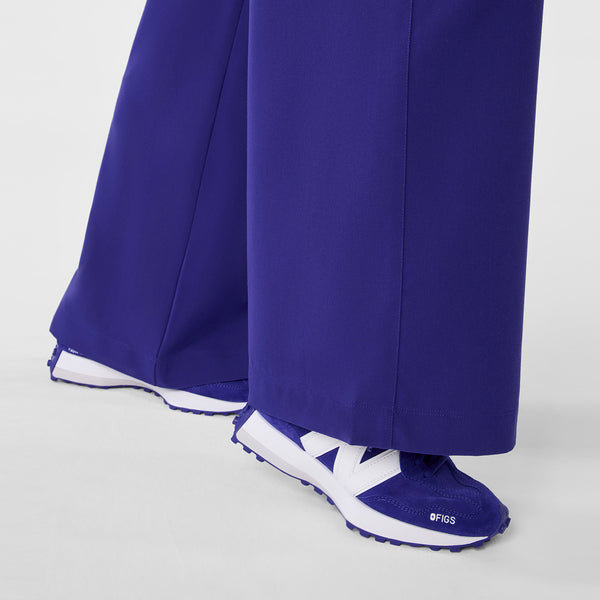 Women's Deep Royal Blue Allison High-Rise Ultra-Wide-Leg - Petite Scrub Pant