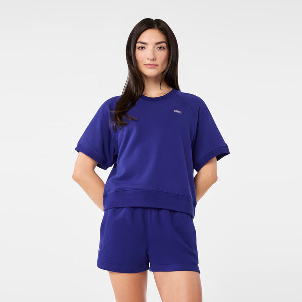 Women's Deep Royal Blue Evelyn Short-Sleeve Sweatshirt