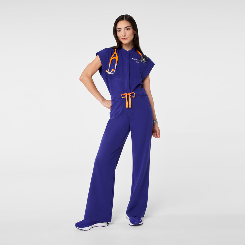 Women's Deep Royal Blue Rafaela Wide-Leg - Petite ScrubJumpsuit™