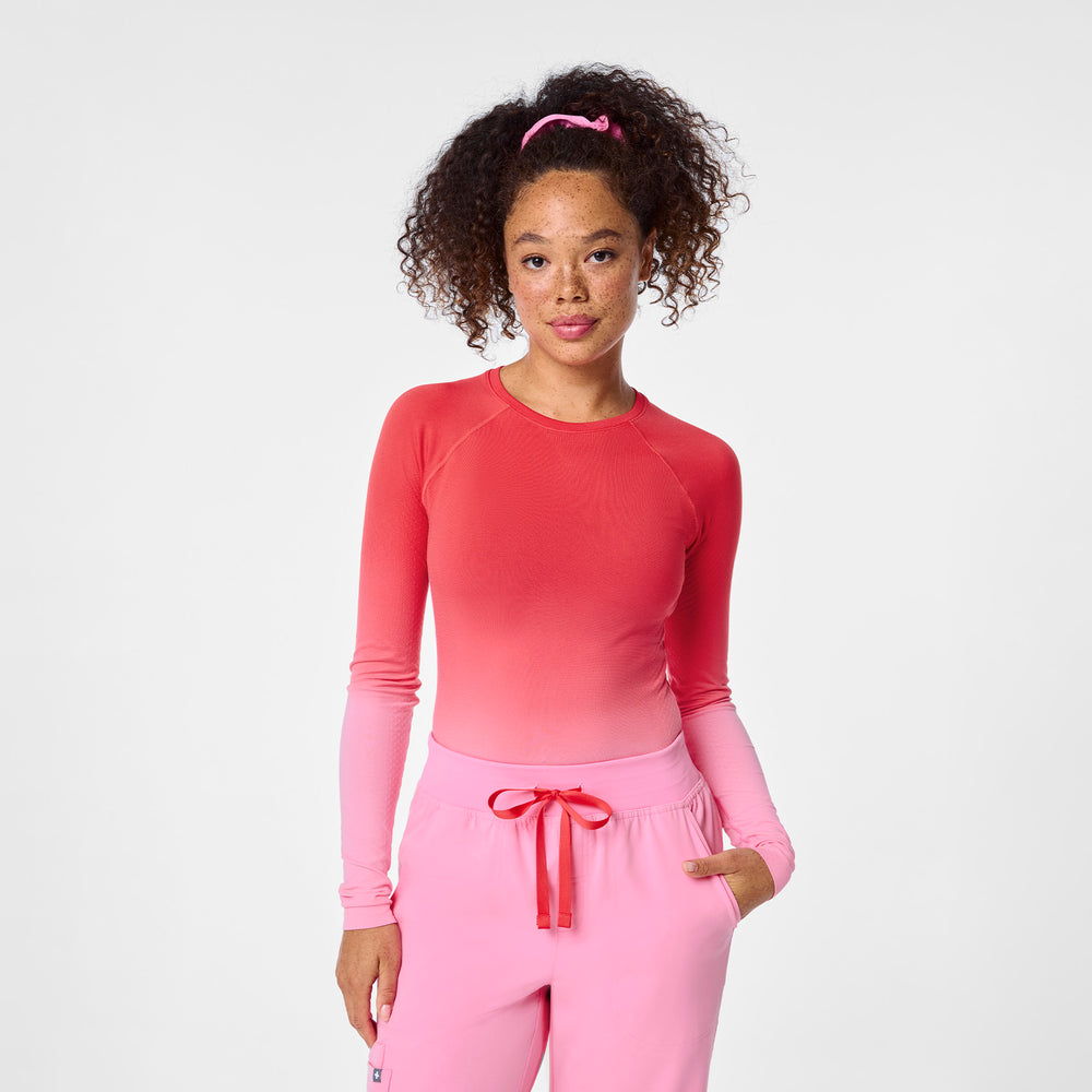 Women's Ombre Sunrise Pink Salta  - Long-Sleeve Underscrub