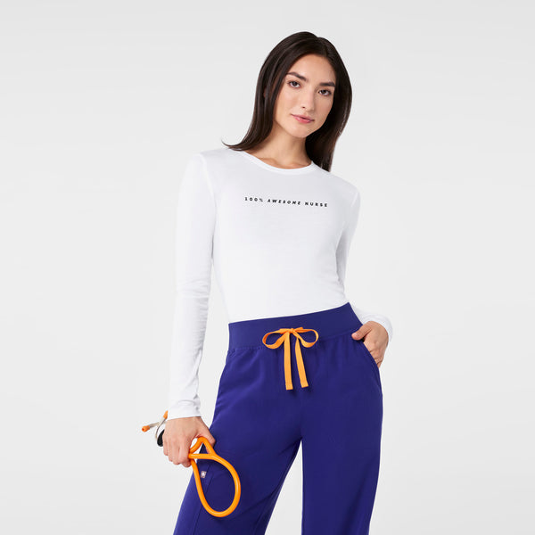 Women's Optic White 100% Awesome - Long-Sleeve Underscrub