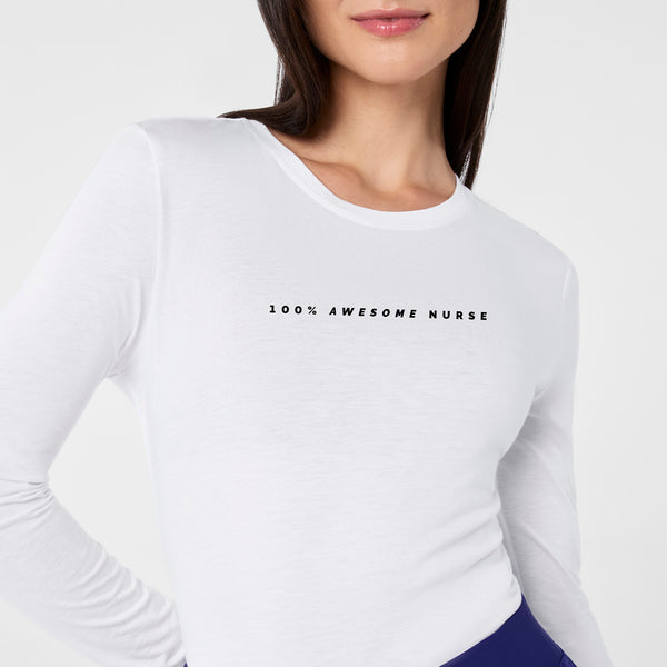 Women's Optic White 100% Awesome - Long-Sleeve Underscrub