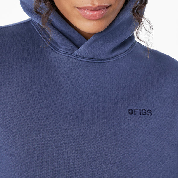 Women's Quiet Navy Hayden Vintage Wash Cropped - Hoodie Sweatshirt