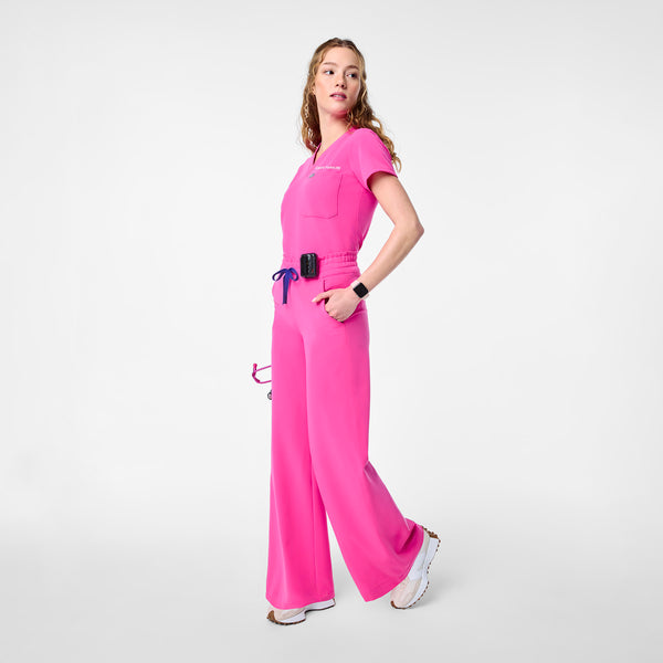 Women's Rapid Response Pink Allison High-Rise Ultra-Wide-Leg - Tall Scrub Pant