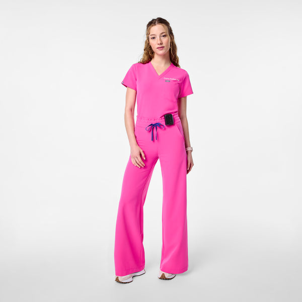 Women's Rapid Response Pink Allison High-Rise Ultra-Wide-Leg - Tall Scrub Pant