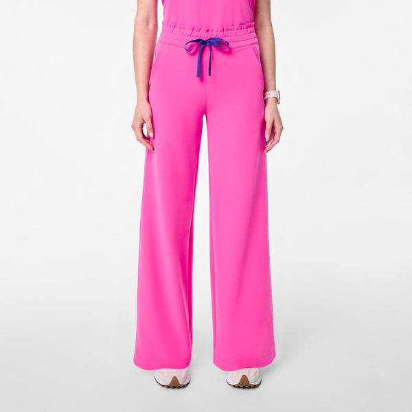 Women's Rapid Response Pink Allison High-Rise Ultra-Wide-Leg - Tall Scrub Pant