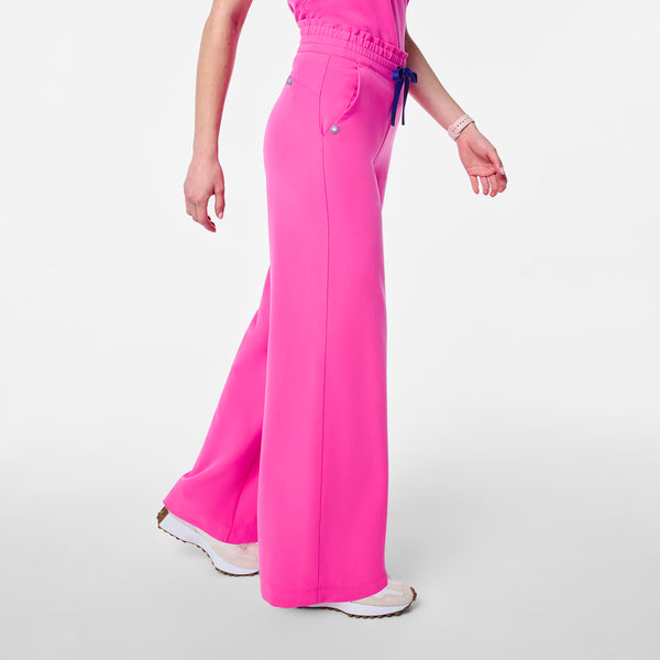 Women's Rapid Response Pink Allison High-Rise Ultra-Wide-Leg - Tall Scrub Pant