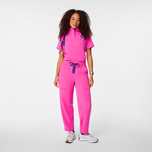 Women's Rapid Response Pink Giuliana High-Rise Barrel-Leg - Petite Scrub Pant