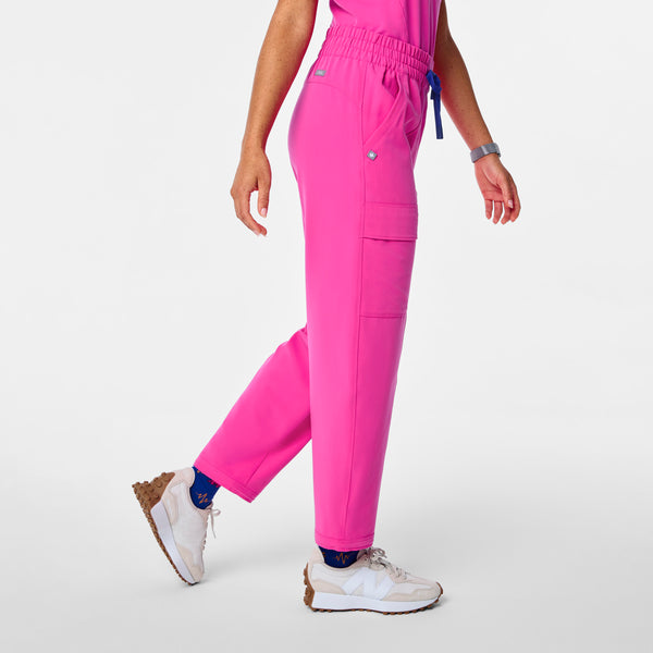 Women's Rapid Response Pink Giuliana High-Rise Barrel-Leg - Petite Scrub Pant