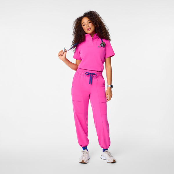 Women's Rapid Response Pink Giuliana High-Rise Barrel-Leg - Petite Scrub Pant