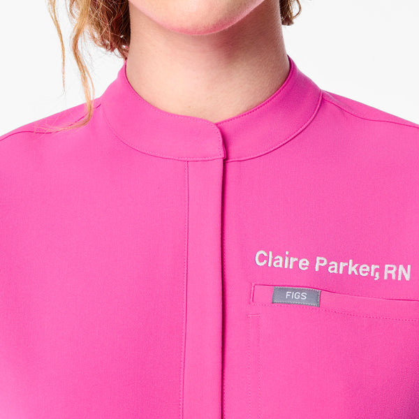 women's Rapid Response Pink Montex - Mock Neck Scrub Top