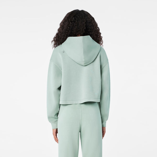Women's Soft Sage Hayden Vintage Wash Cropped - Hoodie Sweatshirt