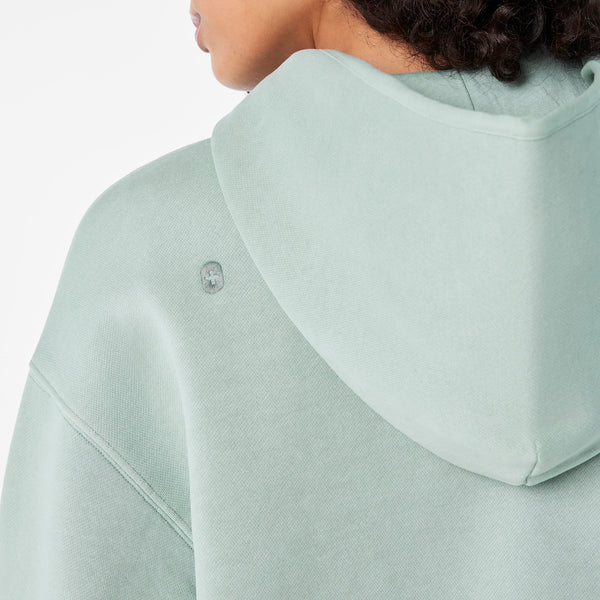 Women's Soft Sage Hayden Vintage Wash Cropped - Hoodie Sweatshirt