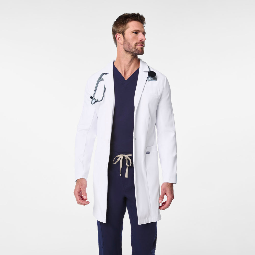 men's White Harlem - Slim Long Lab Coat