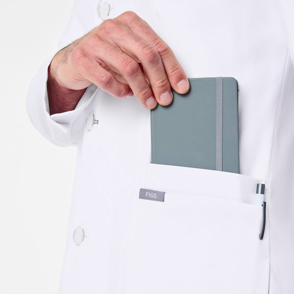 Men's White Harlem - Long Slim Lab Coat