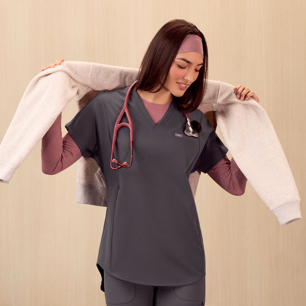 Women's Charcoal Addison Tunic- Scrub Top