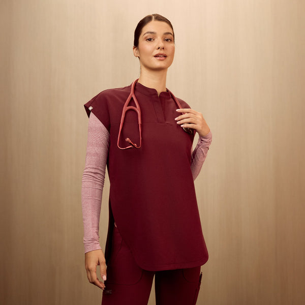 Women's Burgundy Rafaela - Tunic Scrub Top™