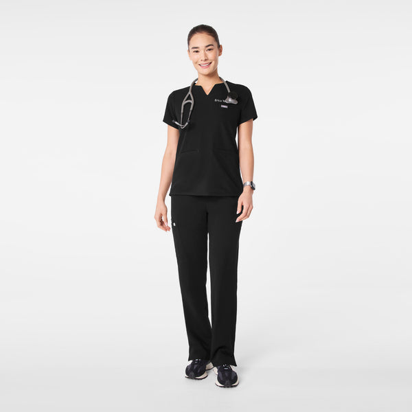 Women's Black Kersey Notch-Neck - Scrub Top