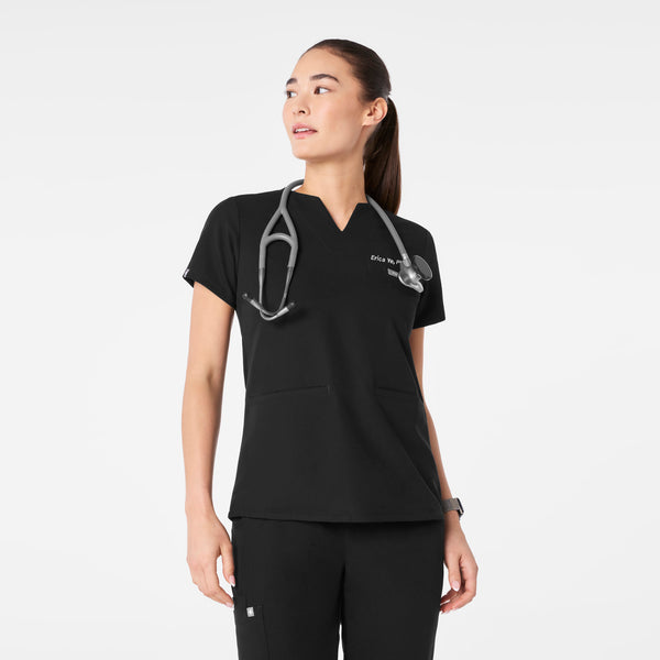 Women's Black Kersey Notch-Neck - Scrub Top