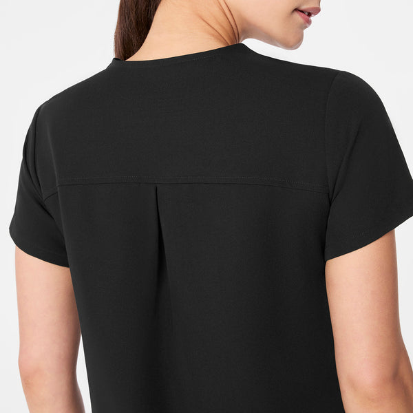 Women's Black Kersey Notch-Neck - Scrub Top