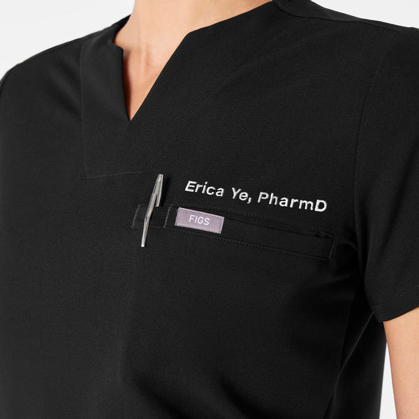 Women's Black Kersey Notch-Neck - Scrub Top