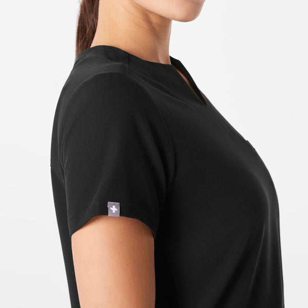 Women's Black Kersey Notch-Neck - Scrub Top