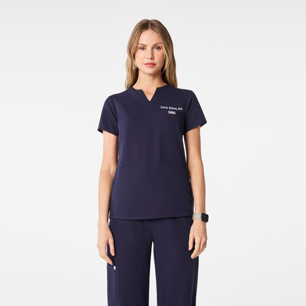 Women's Navy Kersey Notch-Neck - Scrub Top