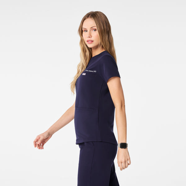 Women's Navy Kersey Notch-Neck - Scrub Top