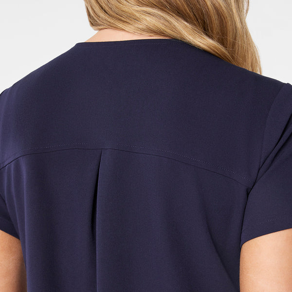 Women's Navy Kersey Notch-Neck - Scrub Top