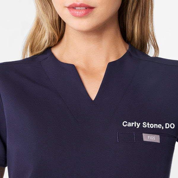 Women's Navy Kersey Notch-Neck - Scrub Top
